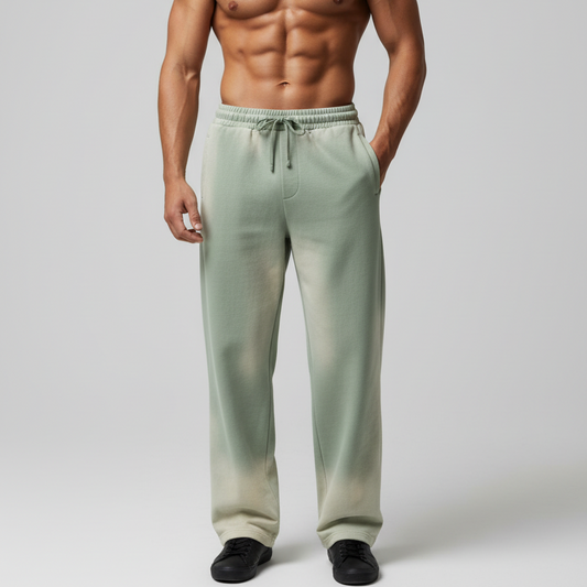 Sun Fade Raw Edge Straight-Leg Sweatpants - front view