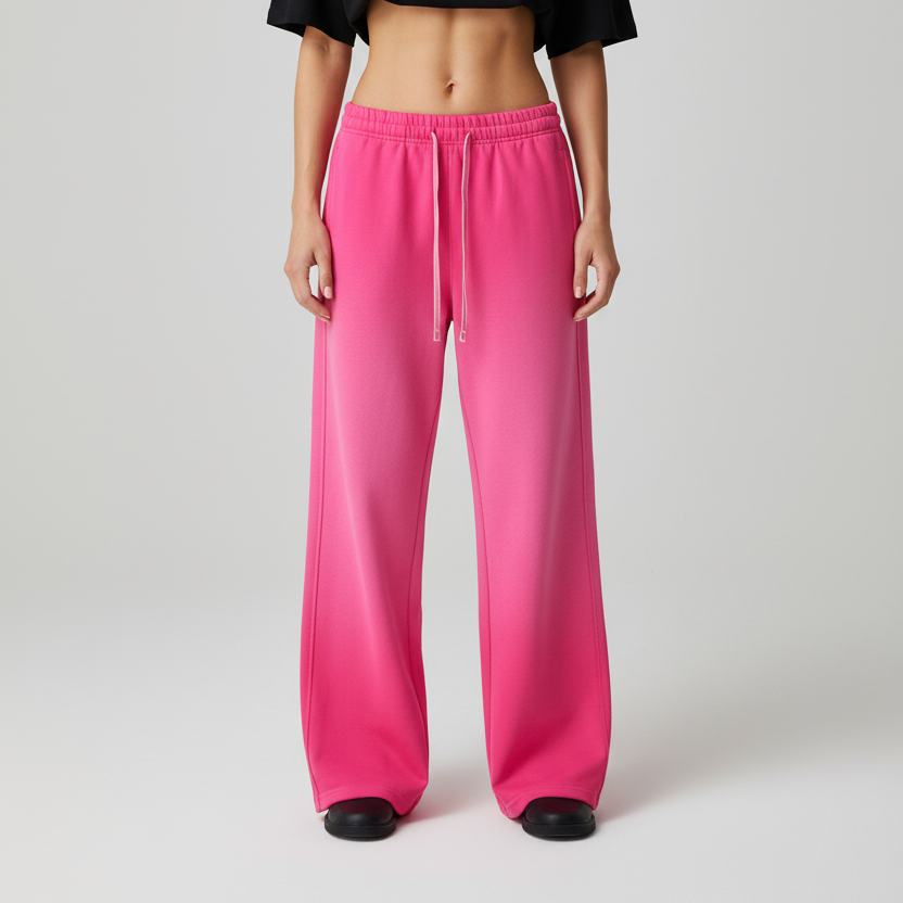 Vintage Washed Gradient Straight-Leg Sweatpants - front view