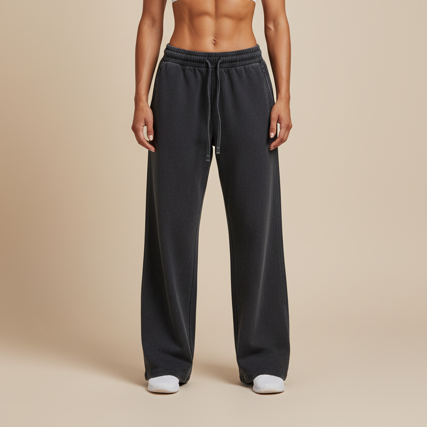 Vintage Washed Waist Pants Straight Leg - front view