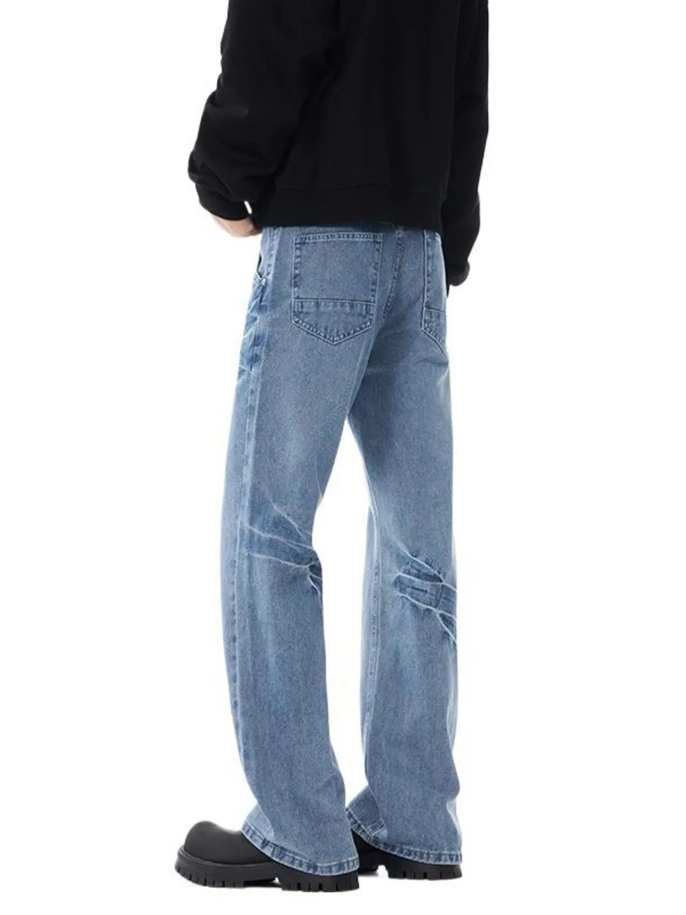 1292 Men's Washed Wide Leg Flare Jeans – men's flare jeans (Y2K) (back view)