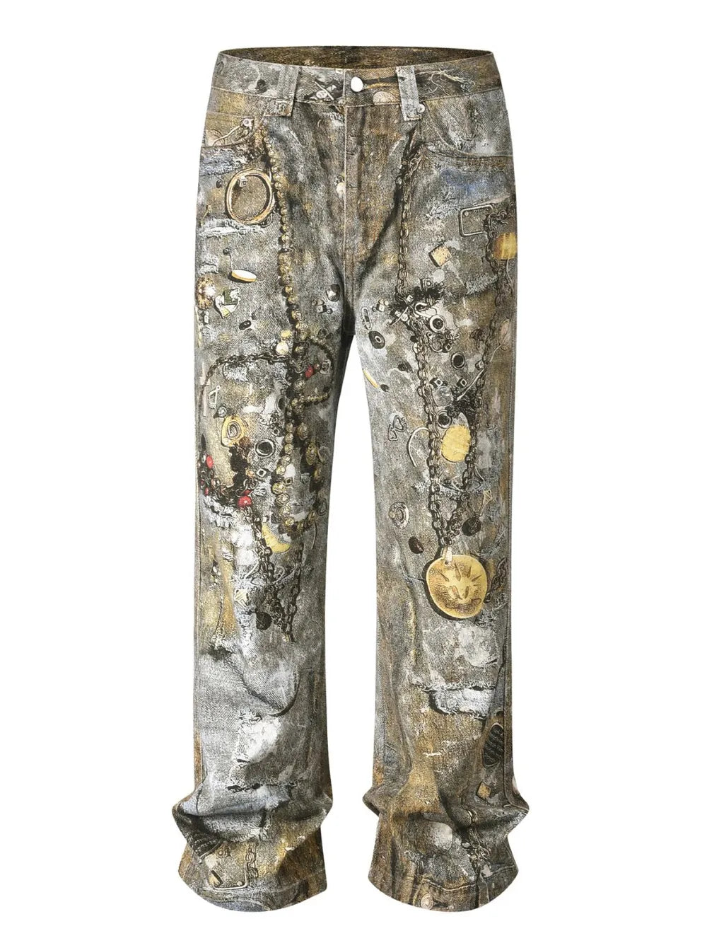 1260 Men's Wide Straight Printed Jeans with Pockets – men's graphic jeans (detail view 5)
