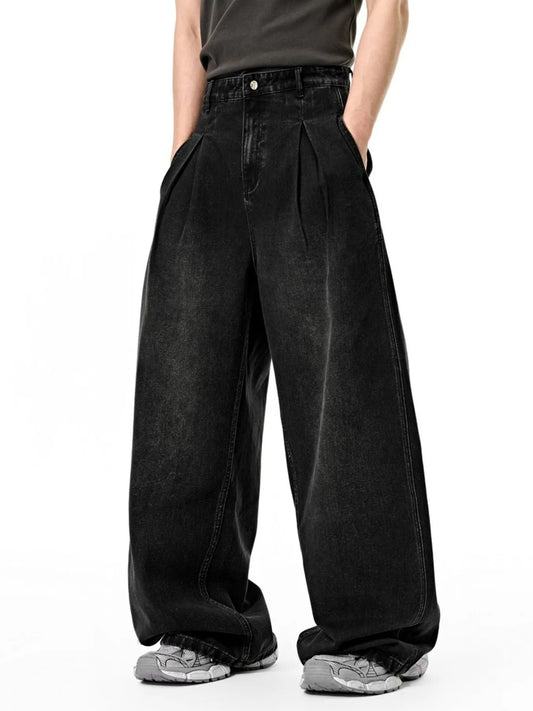1113 Men's Washed Wide Leg Jeans – Men's wide leg jeans streetwear fit