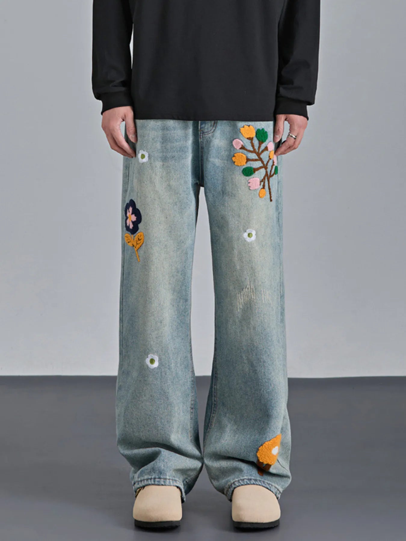 586 nan – Men's wide leg jeans streetwear fit