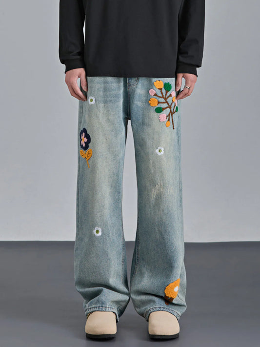 586 nan – Men's wide leg jeans streetwear fit