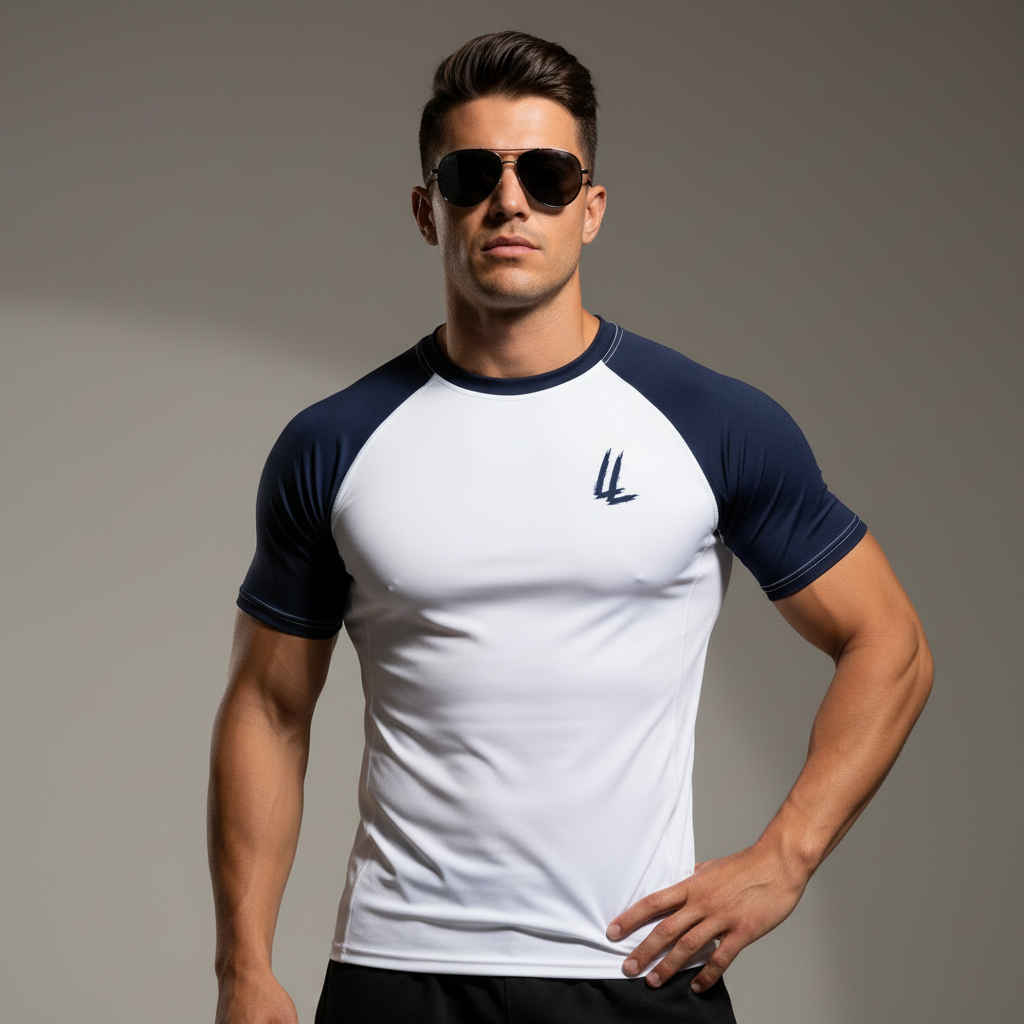 LL “Sho-Time” Rash Guard – Navy x Light Grey Edition - Luis’s Locker