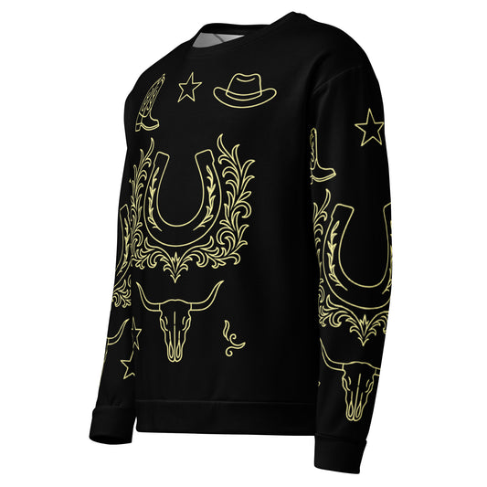 Untamed Western Symbols Sweatshirt – Black Gold Edition
