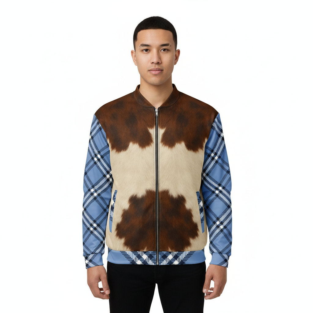 Cowhide Royale™ Plaid Fusion Unisex Bomber Jacket