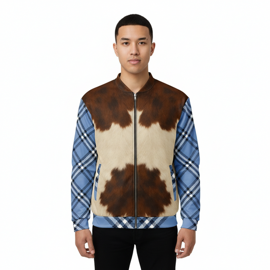 Cowhide Royale™ Plaid Fusion Unisex Bomber Jacket