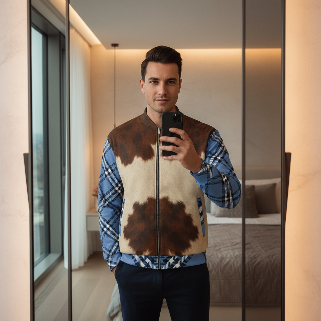 Cowhide Royale™ Plaid Fusion Unisex Bomber Jacket