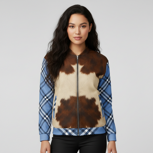 Cowhide Royale™ Plaid Fusion Unisex Bomber Jacket