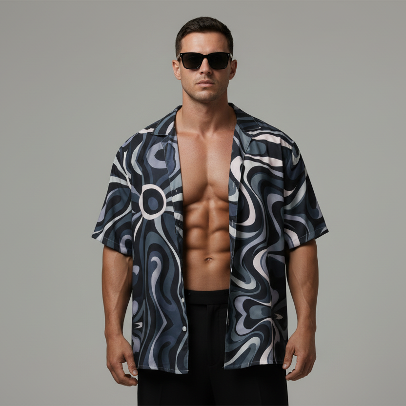 Obsidian Drift Contemporary Print shirt - Luis’s Locker