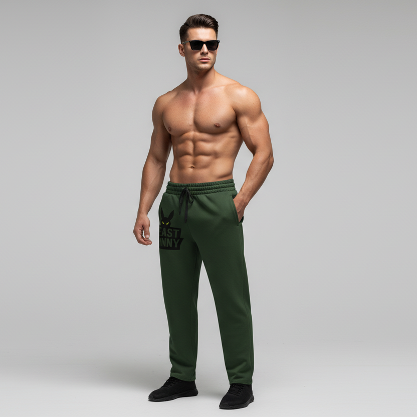 Beast Bunny Wide-Leg Joggers – Forest Strike Edition