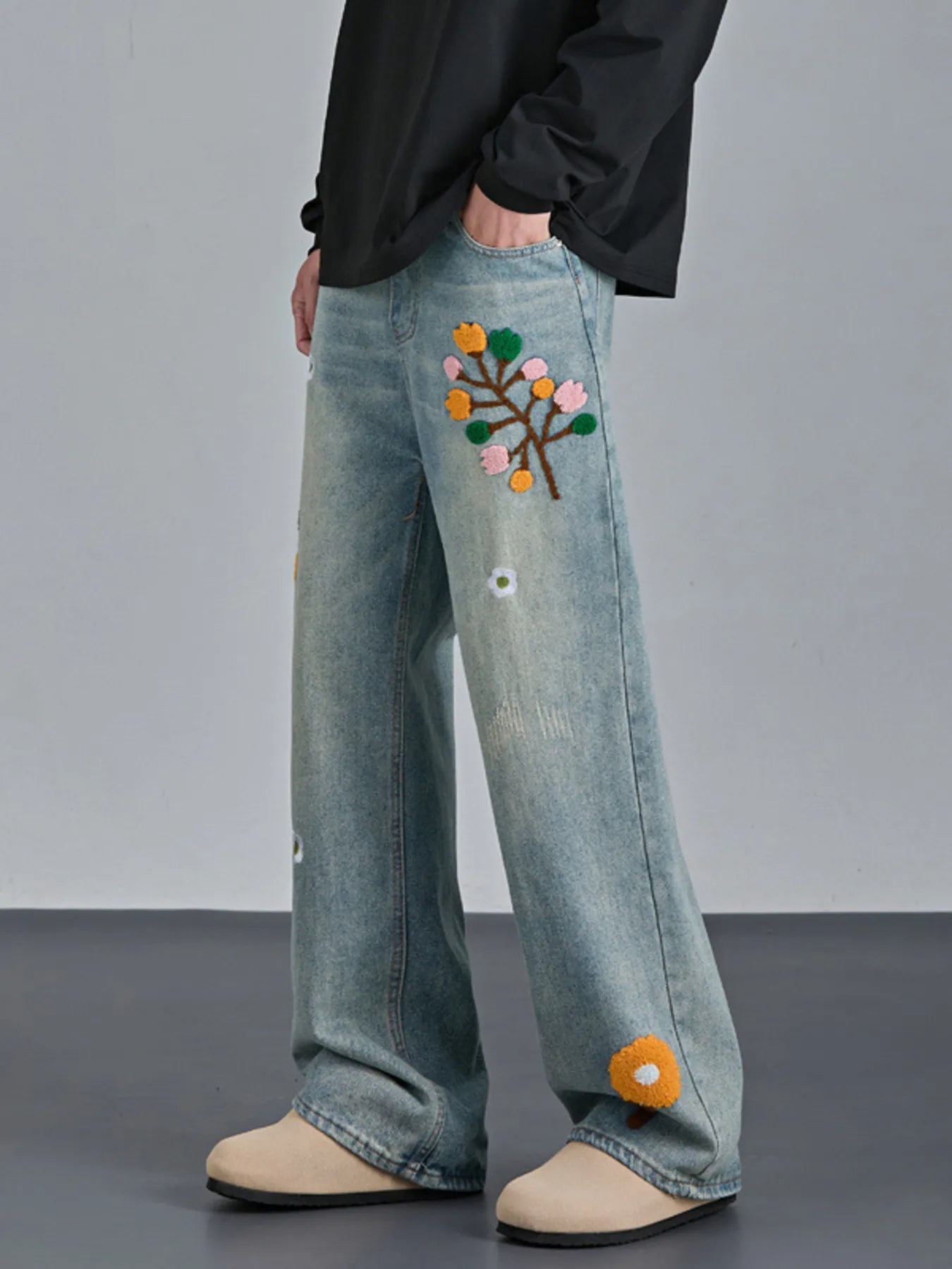 587 nan – Men's wide leg jeans streetwear fit