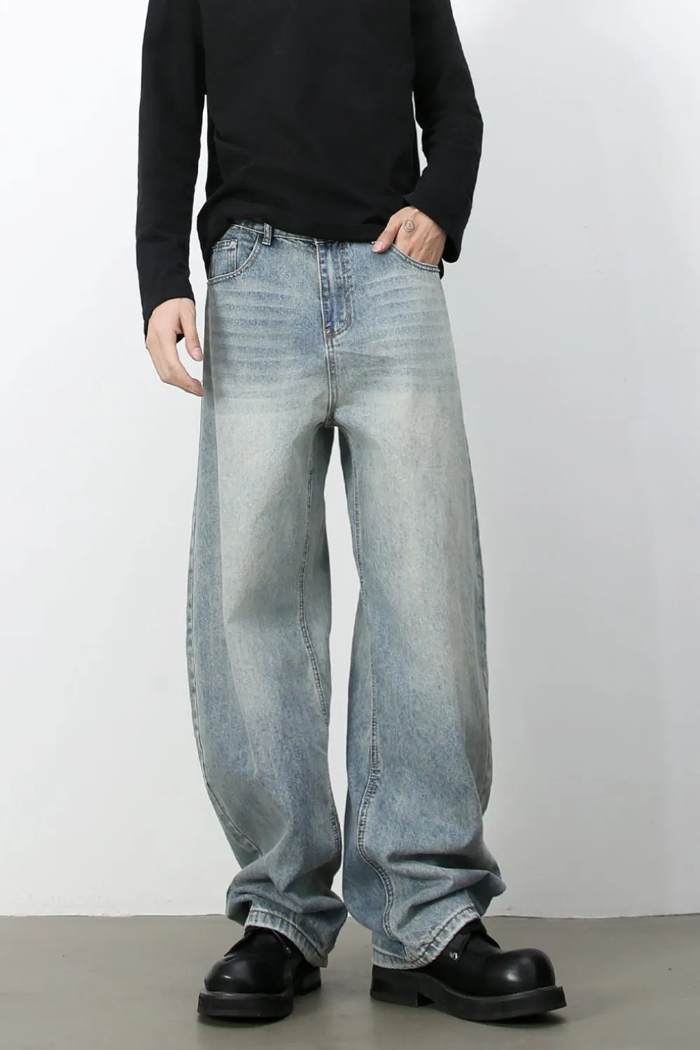 158 nan – Men's wide leg jeans streetwear fit
