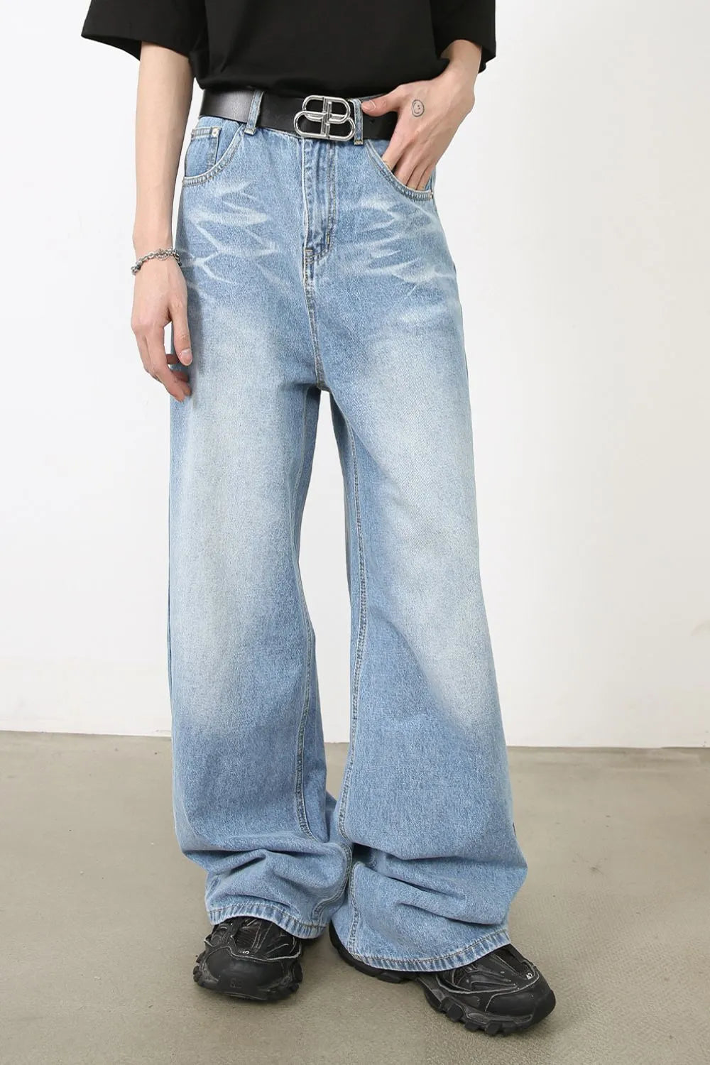 1055 nan – Men's wide leg jeans streetwear fit