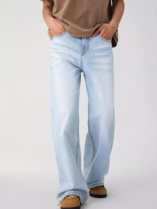 564 Men's Wash Wide Leg Jeans – Men's wide leg jeans streetwear fit