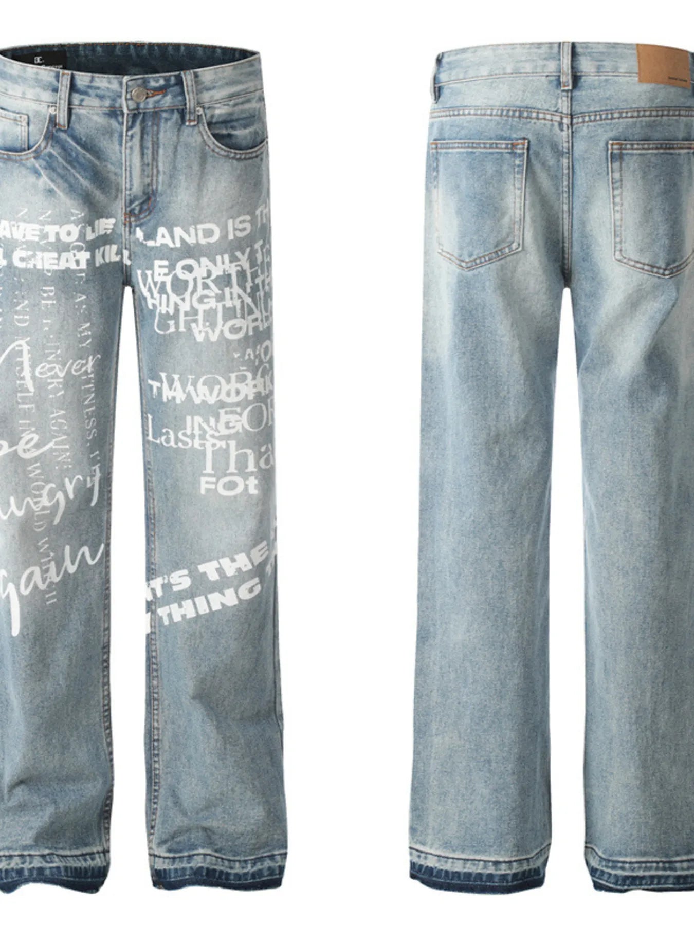 1270 Men's Letter Loose Fit Jeans – men's graphic jeans (detail view 4)