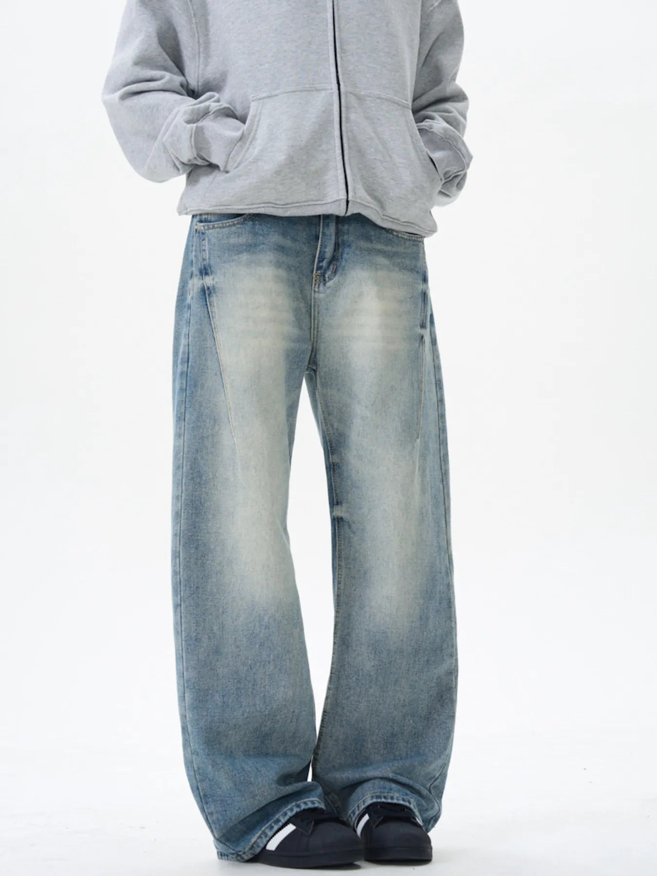 784 Men's Wash Wide Leg Jeans – Men's wide leg jeans streetwear fit