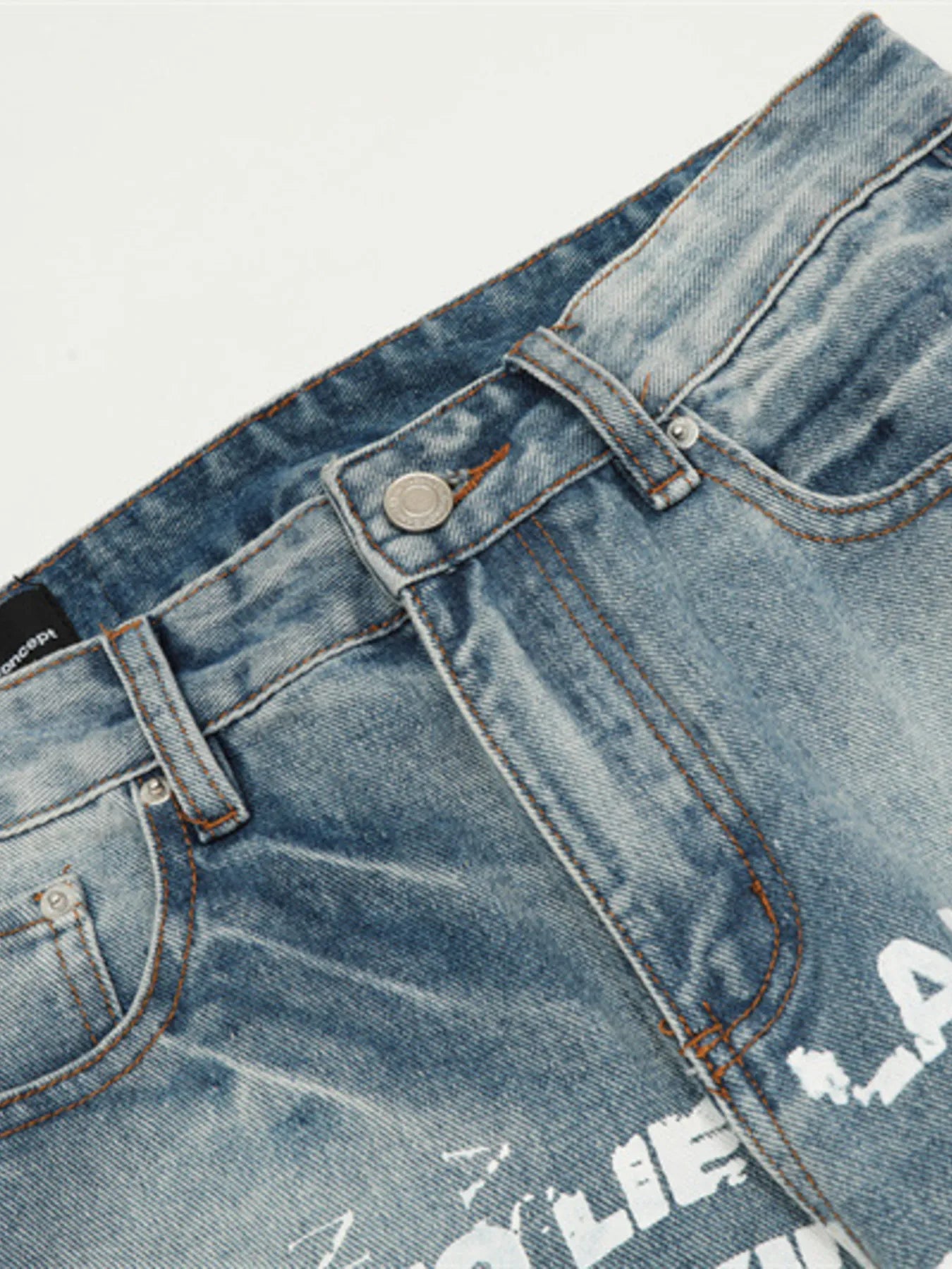 1270 Men's Letter Loose Fit Jeans – men's graphic jeans (detail view 9)