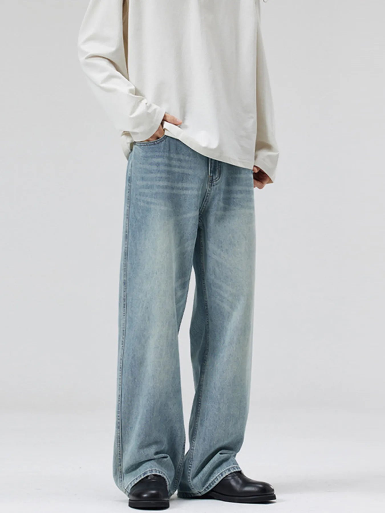 388 nan – Men's wide leg jeans streetwear fit