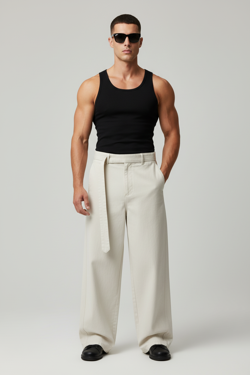 Legion Belted Barrel-leg Chino Pants - Luis’s Locker