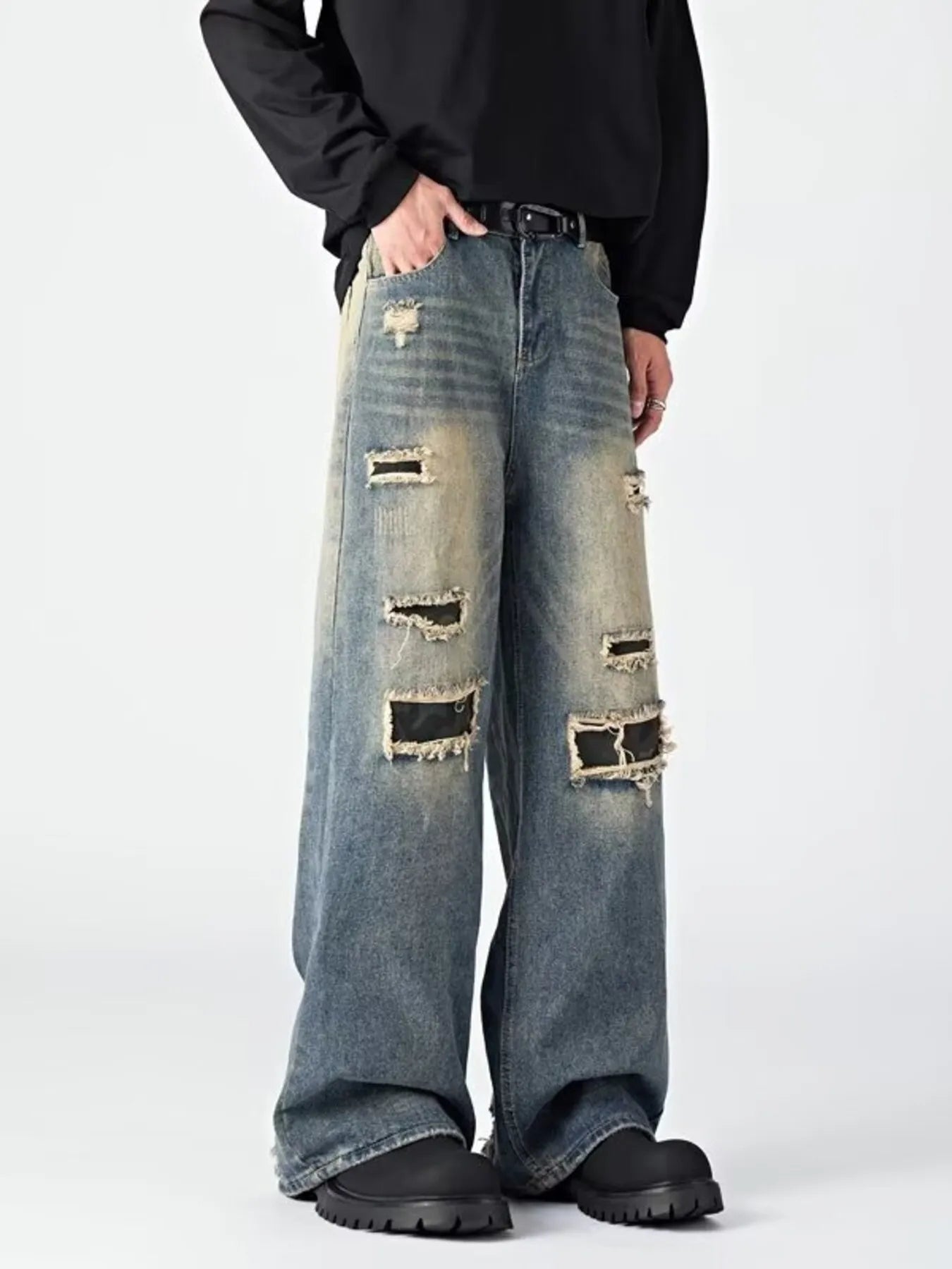 476 nan – Men's wide leg jeans streetwear fit