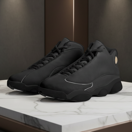 Retro Air Trece High Top Sneakers - All Black Panther Cat