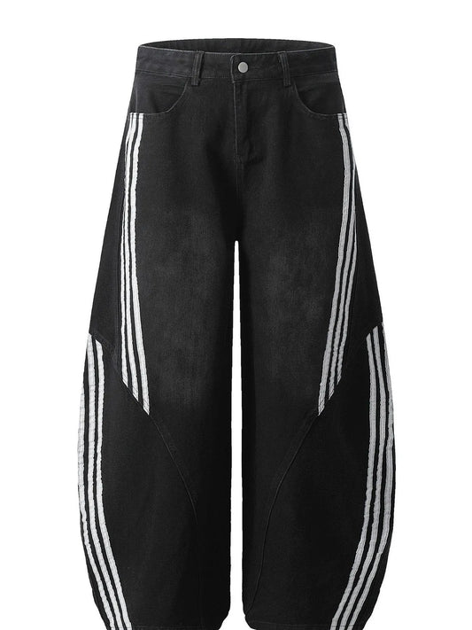 392 Men's Stripe Wide Leg Jeans – Men's wide leg jeans streetwear fit