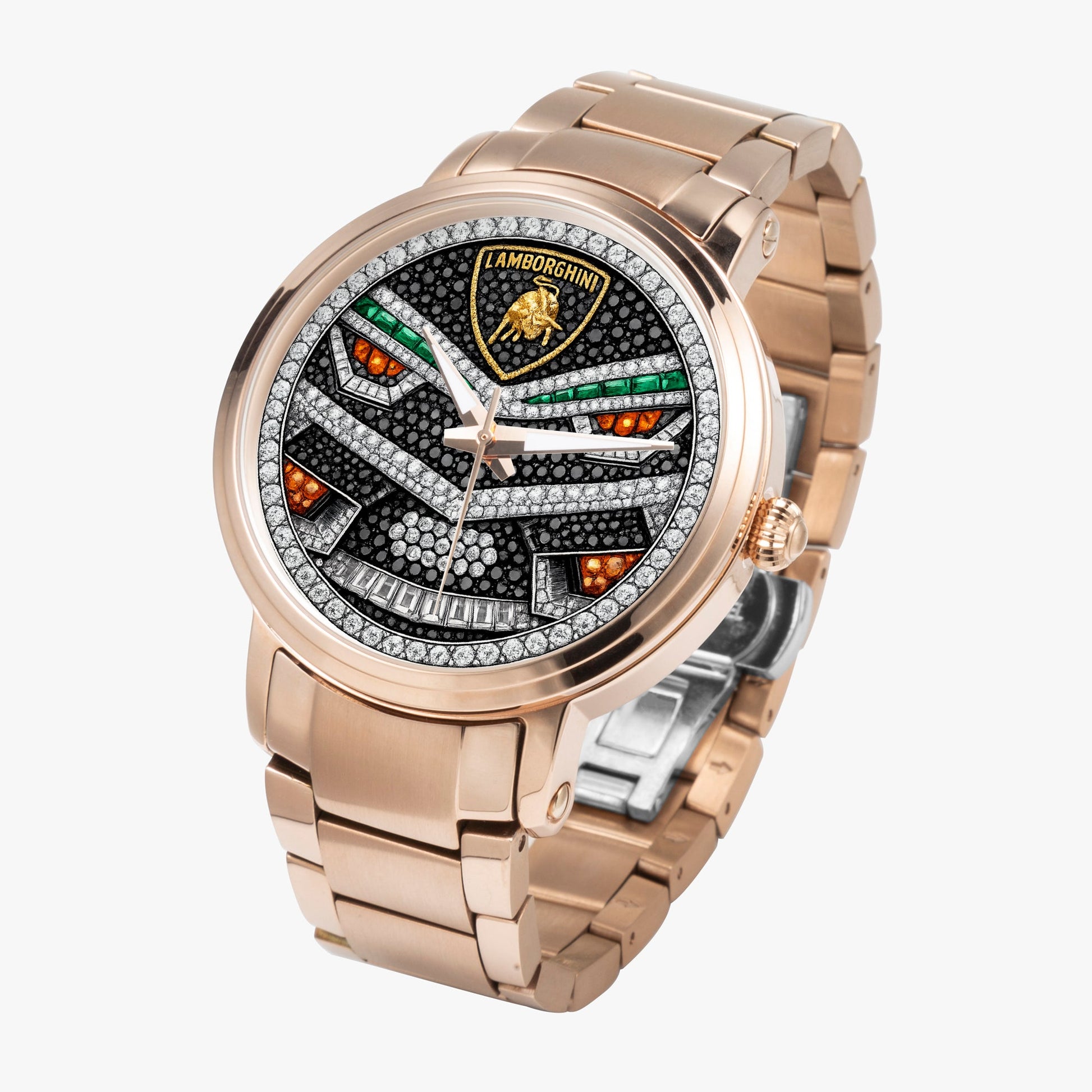 Jaycoh™ Lambo Aventador Incrusted Diamonds 212. New Steel Strap Automatic Watch | Print-on-Demand Custom Watch - product photo | print on demand watch print custom watch