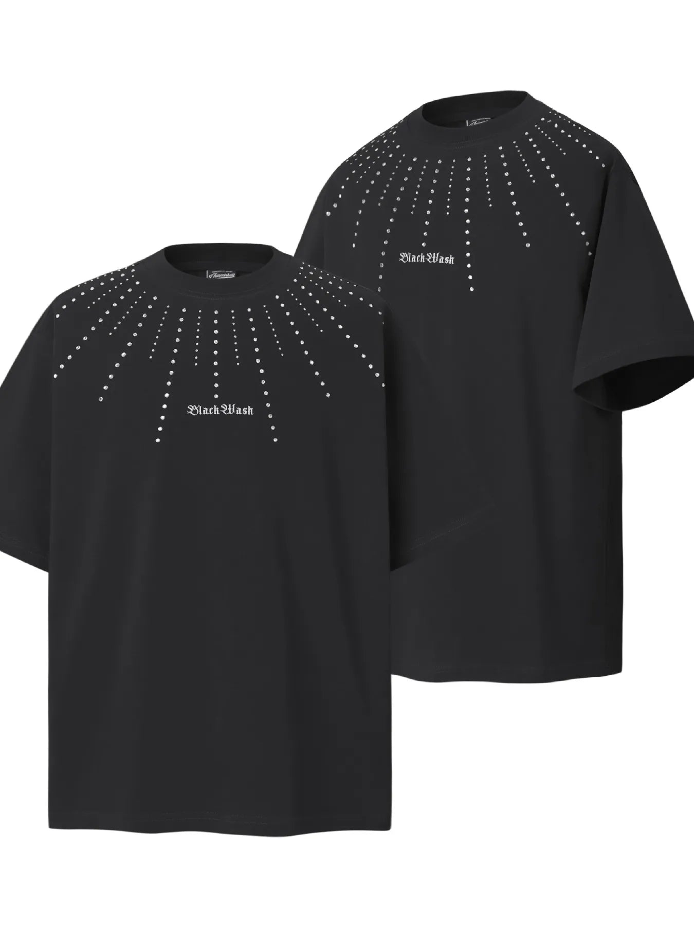 Men’s Starburst Rhinestone Oversized Streetwear T-Shirt - Gray - Image 5