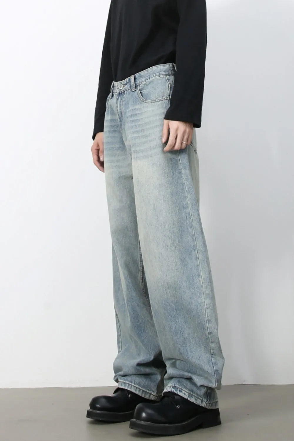 160 nan – Men's wide leg jeans streetwear fit