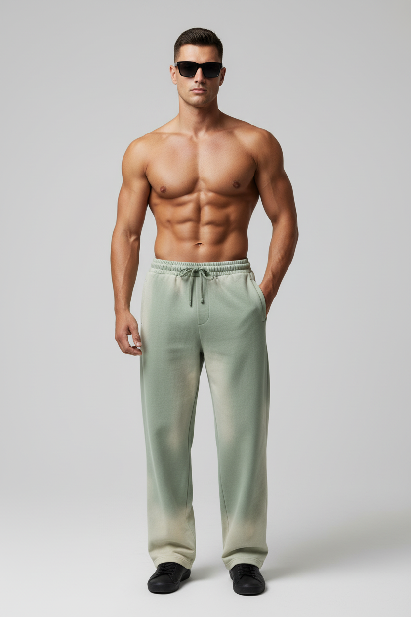 Sun Fade Raw Edge Straight-Leg Sweatpants - back view