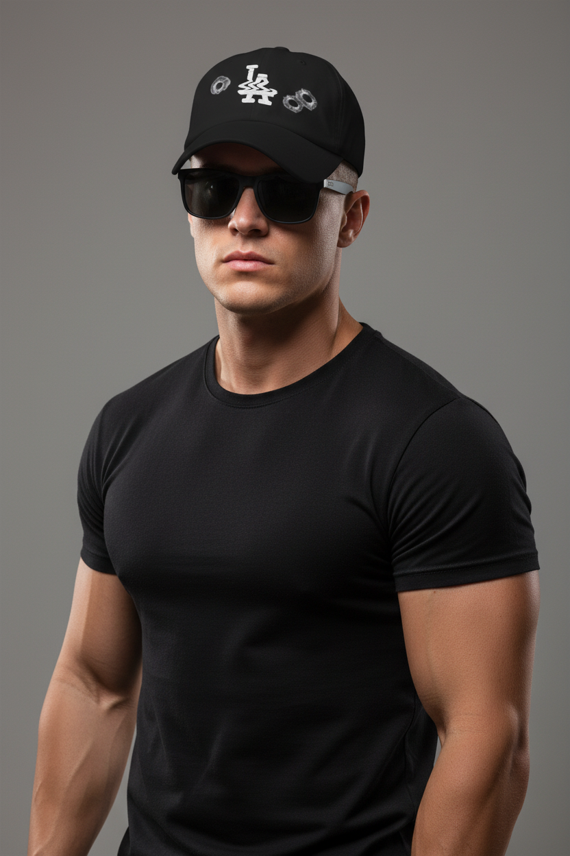 Neyo LA Glitched w/ Bullet Holes Hat - detail view