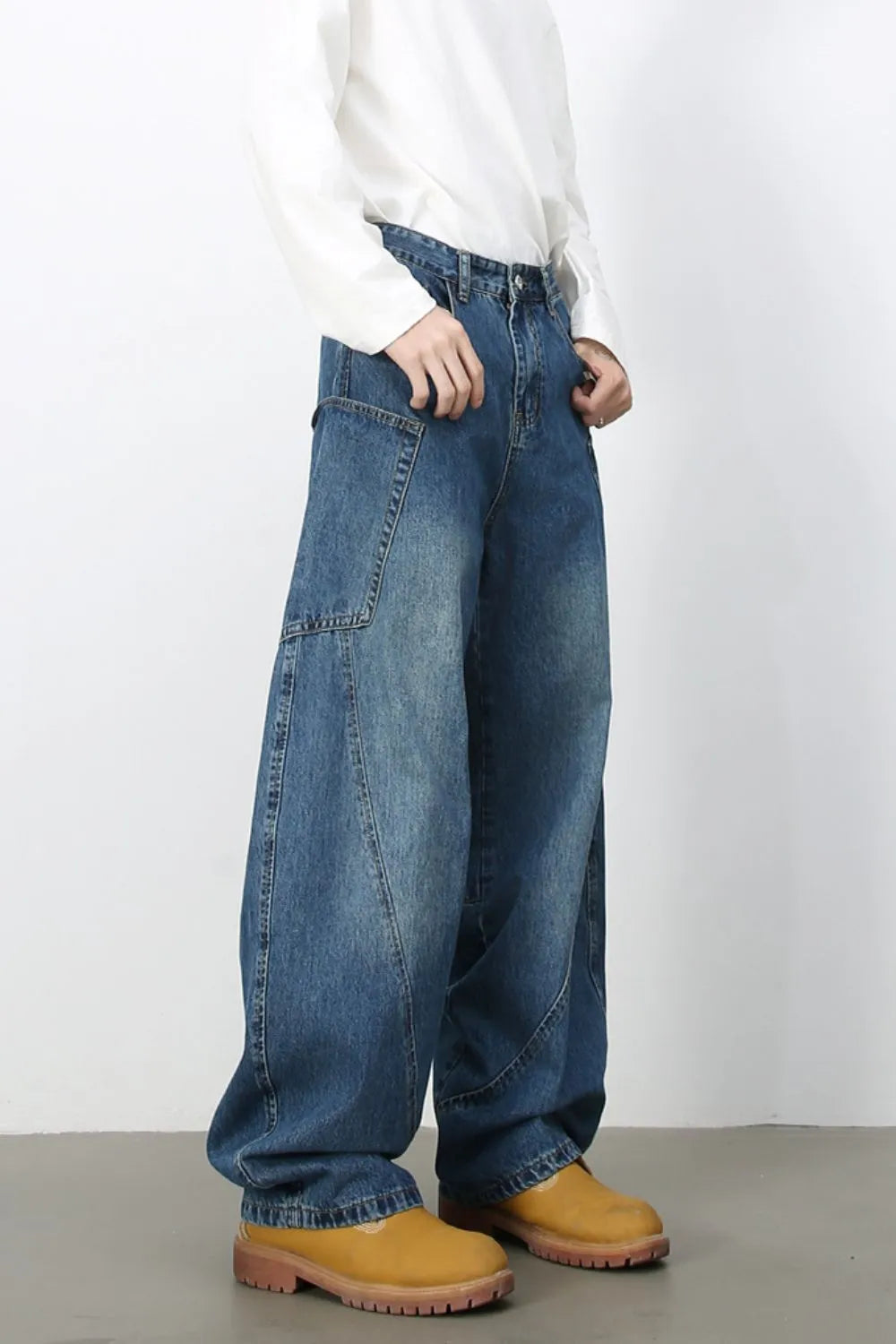 629 nan – Men's wide leg jeans streetwear fit