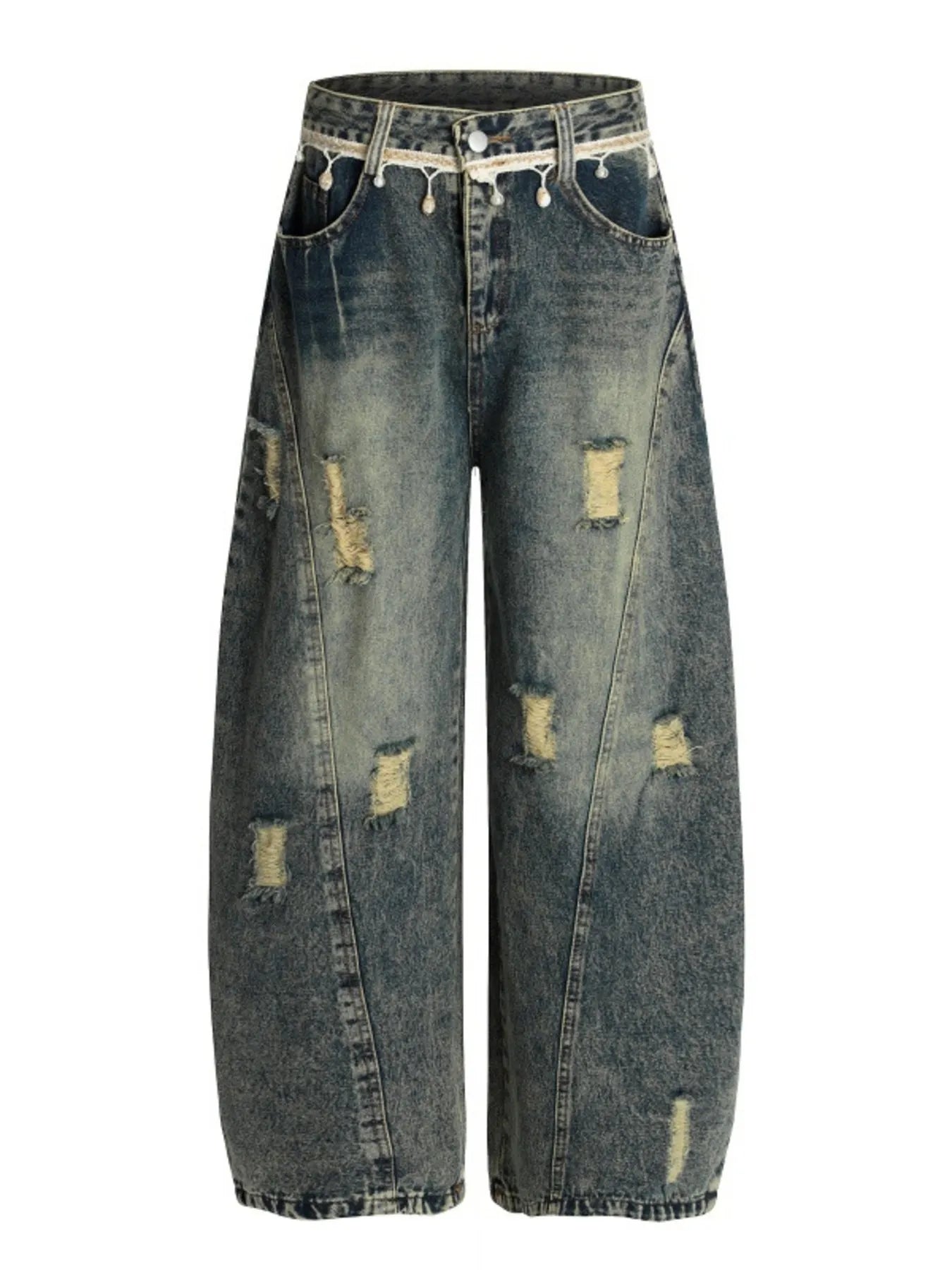 616 Men's Distressed Wide Leg Jeans – Men's wide leg jeans streetwear fit