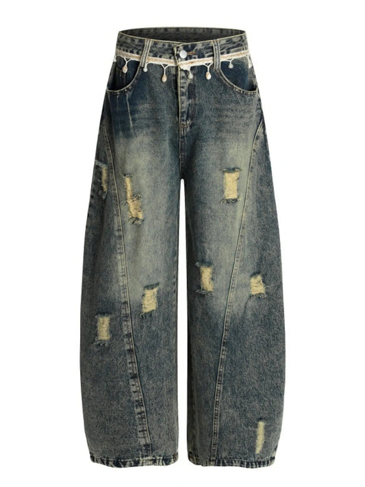 616 Men's Distressed Wide Leg Jeans – Men's wide leg jeans streetwear fit