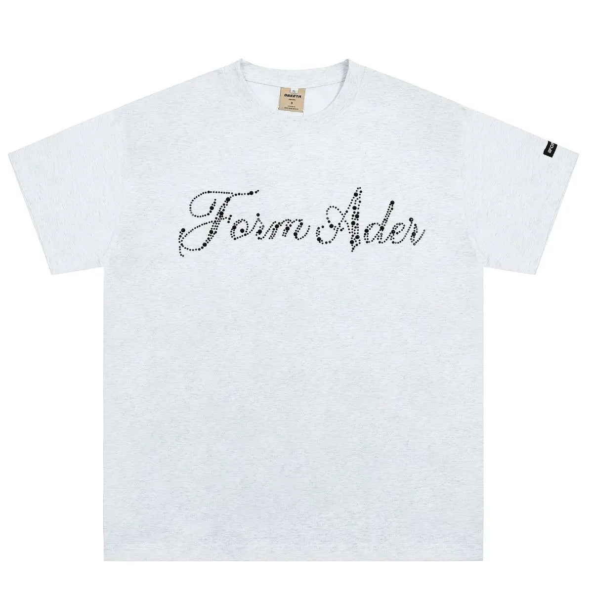 Men’s Diamond Script Rhinestone Streetwear T-Shirt - Black - Image 3