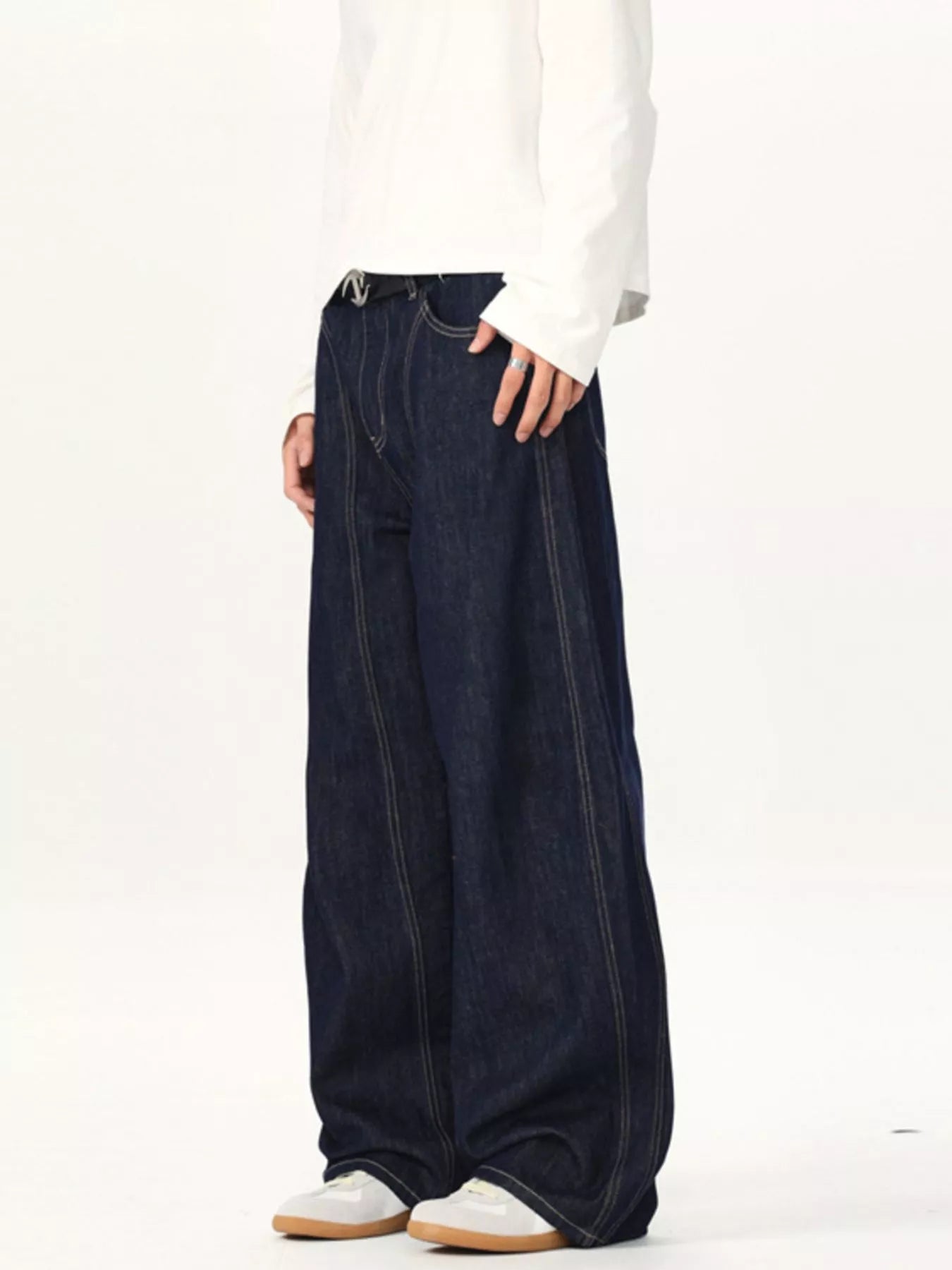 641 nan – Men's wide leg jeans streetwear fit