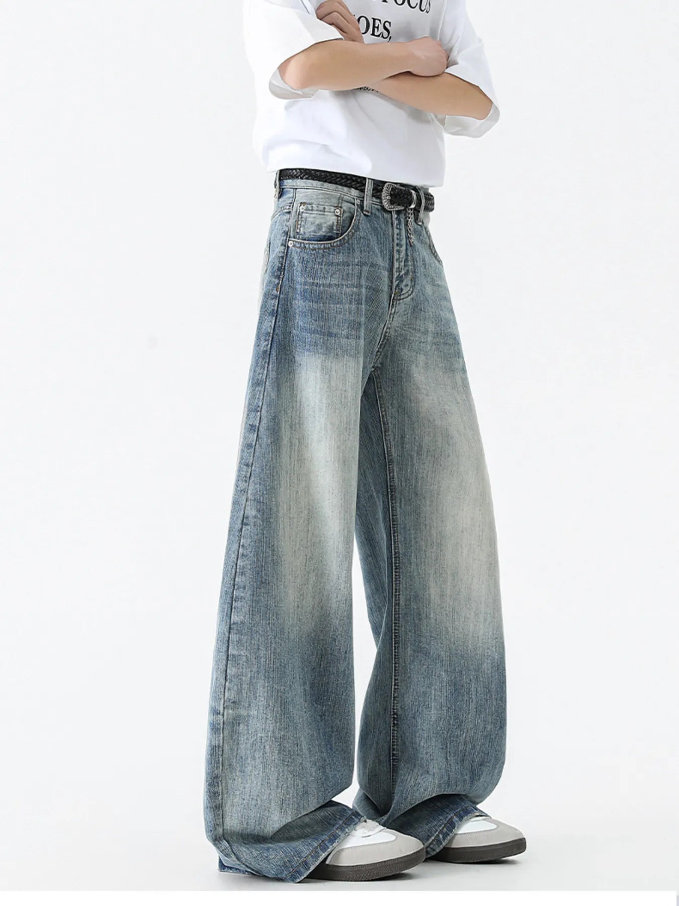 050 nan – Men's wide leg jeans streetwear fit