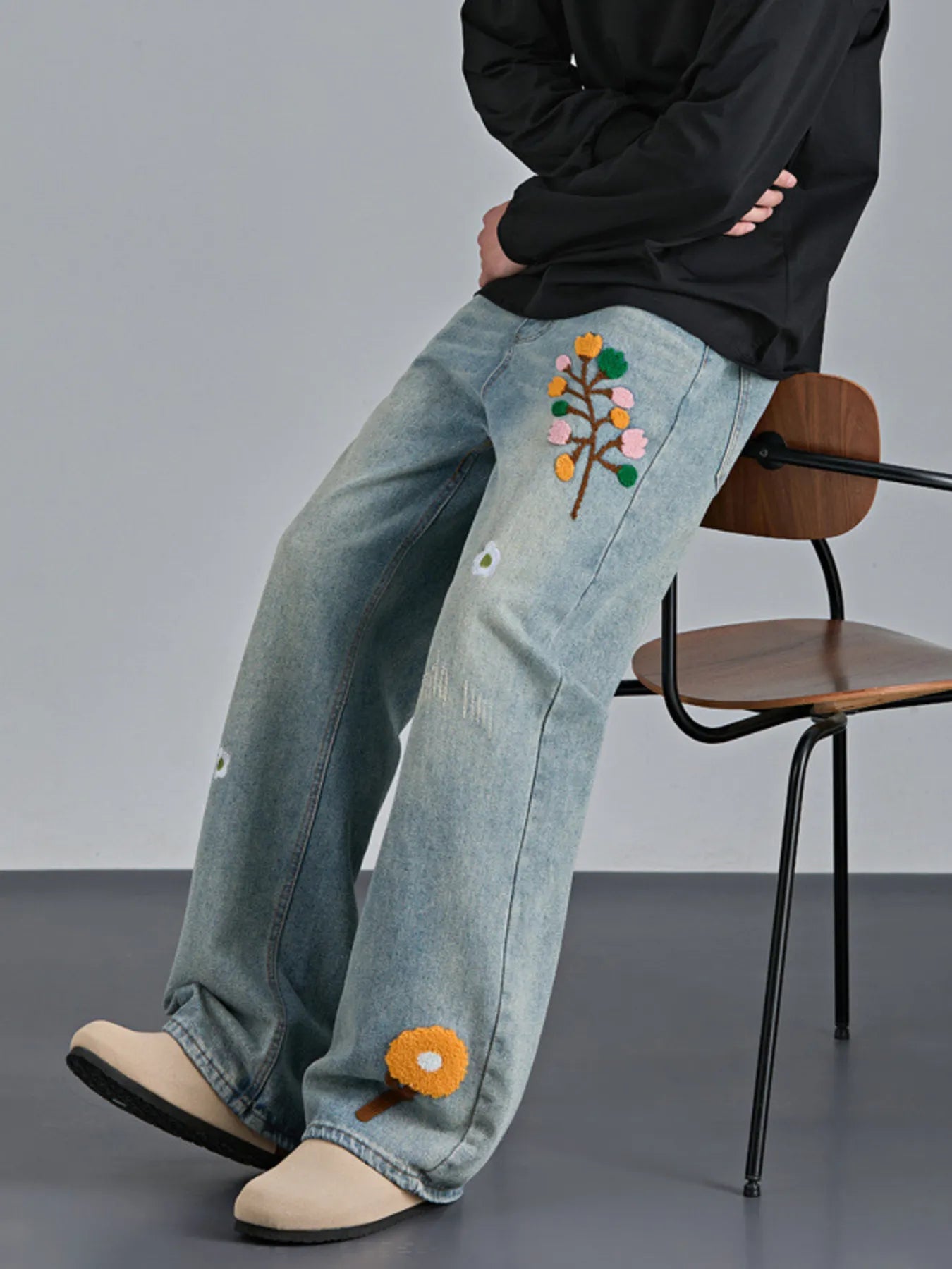 588 nan – Men's wide leg jeans streetwear fit