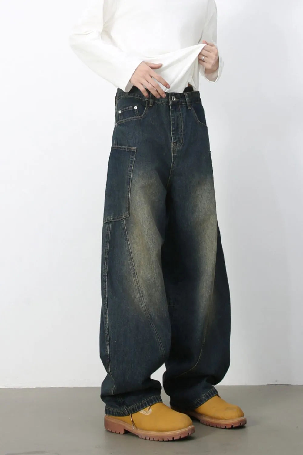 635 nan – Men's wide leg jeans streetwear fit