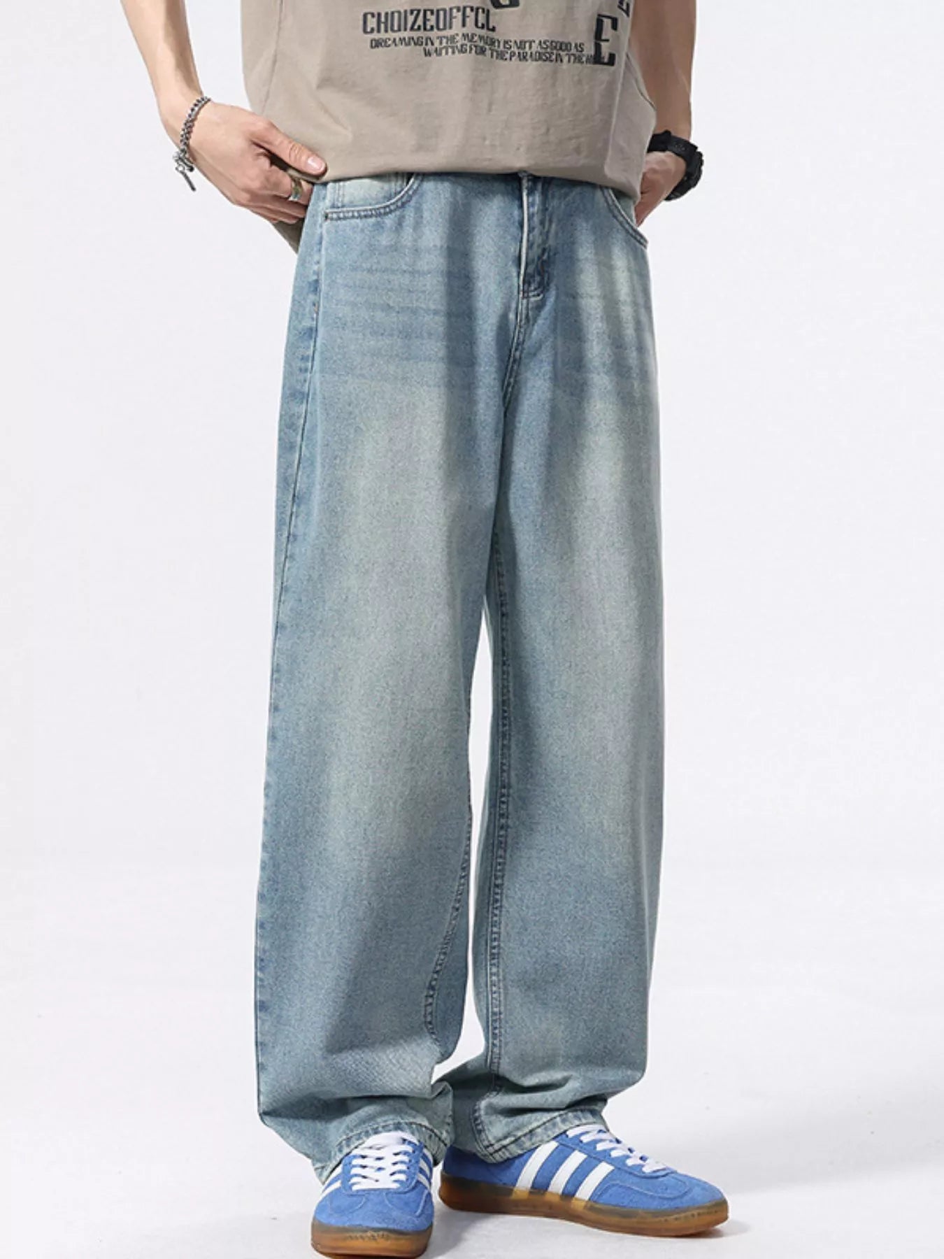 695 nan – Men's wide leg jeans streetwear fit
