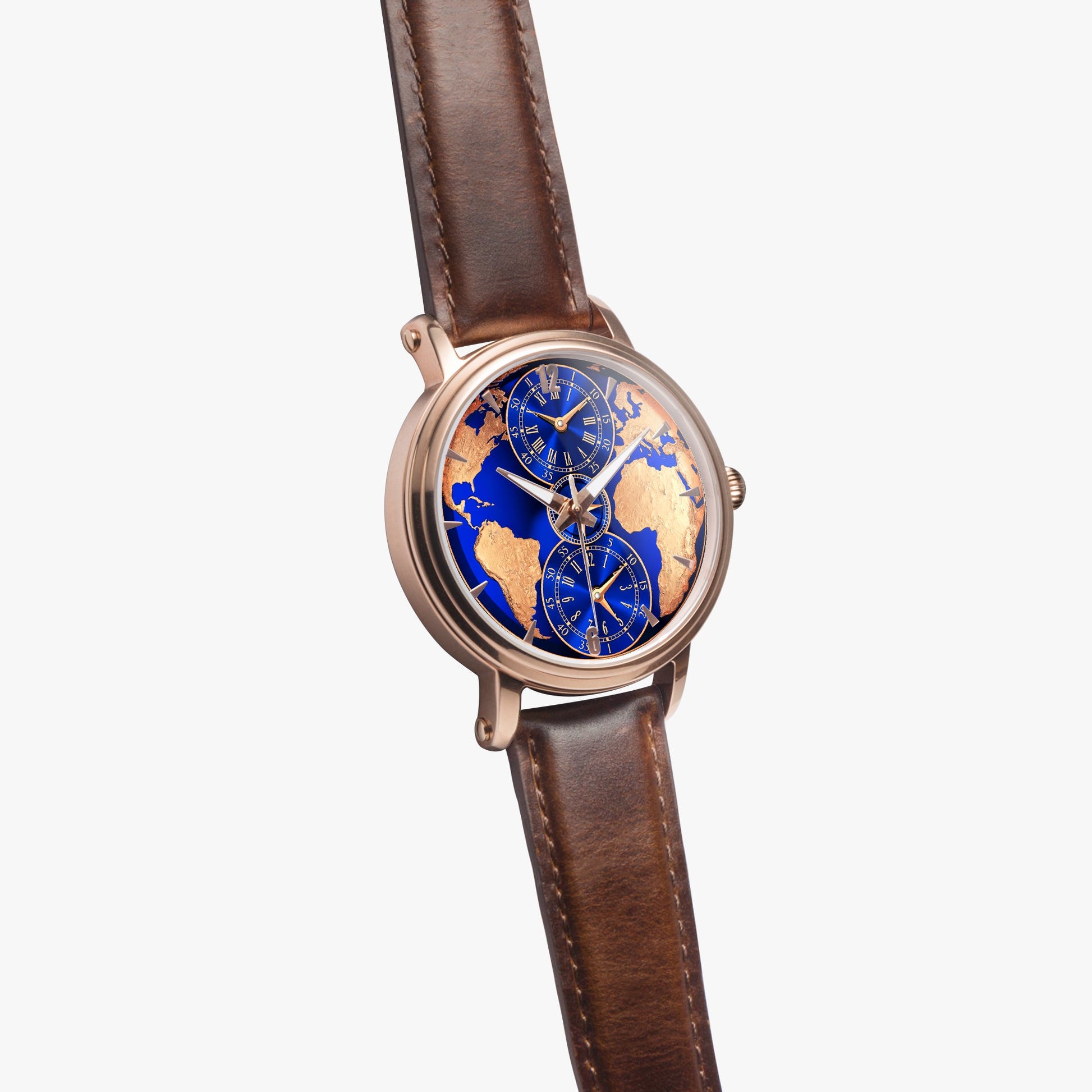 Jaycoh™ Luxurious World Time zone 158. 46mm Unisex Automatic Watch (Rose Gold) | Print-on-Demand Custom Watch - product photo | print on demand watch print custom watch