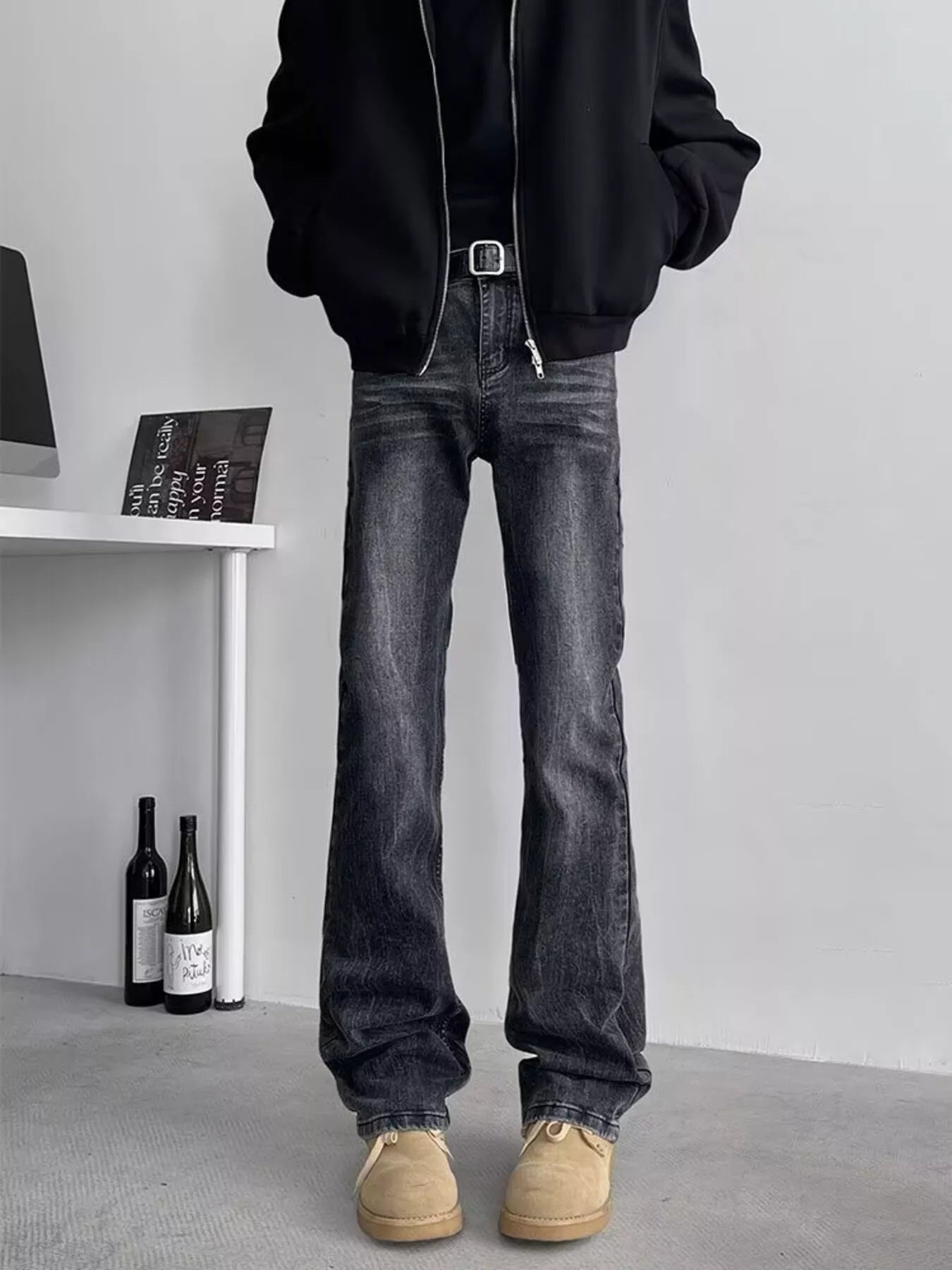 1281 Men's Full Size Vintage Wash Flare Jeans Plus Size – men's flare jeans (Y2K) (main view)