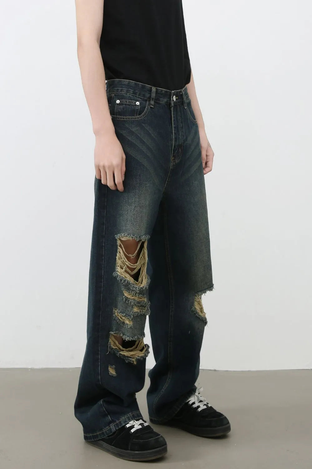 046 nan – Men's wide leg jeans streetwear fit