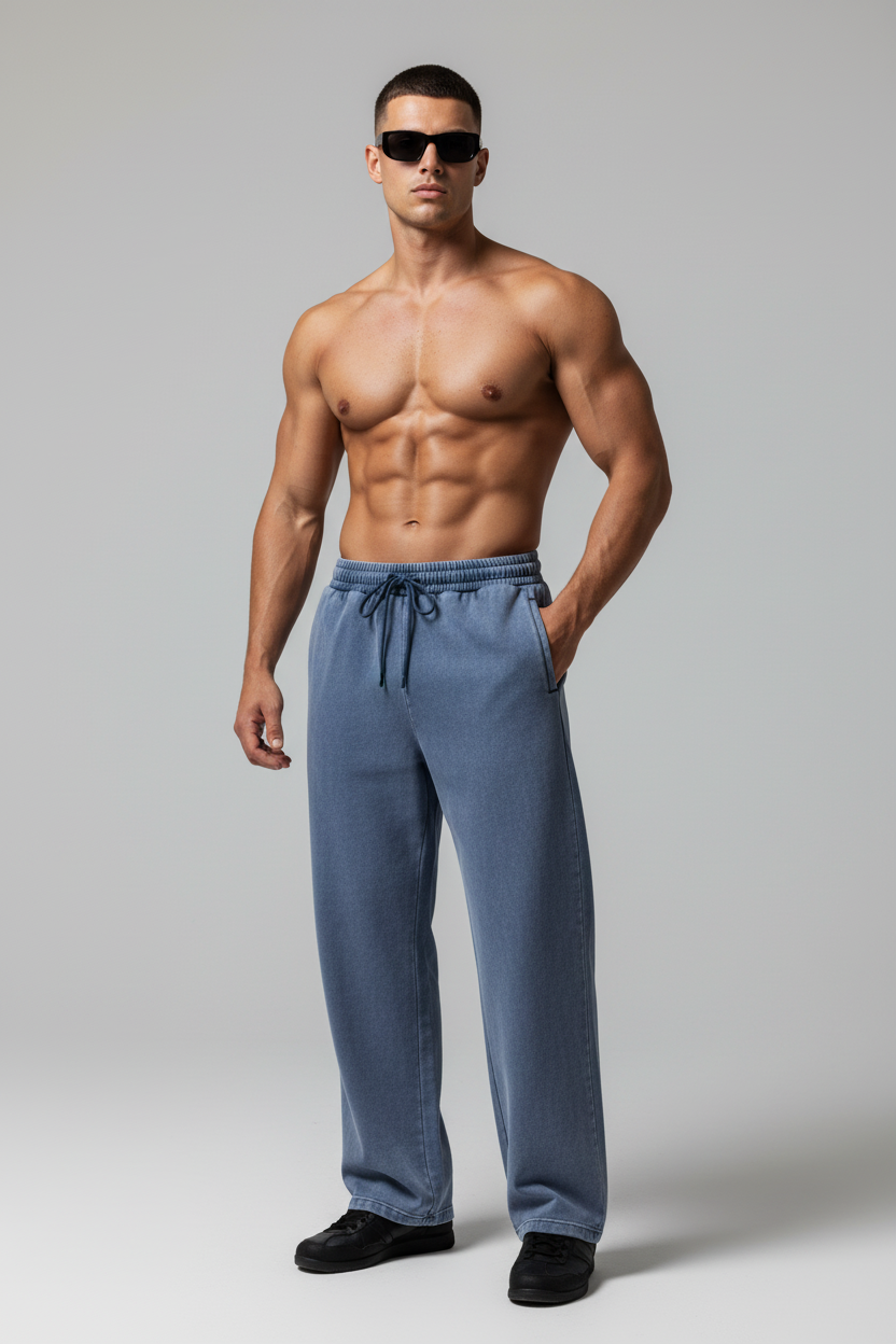 Snow Wash Heavyweight straight leg Sweatpants - angled view