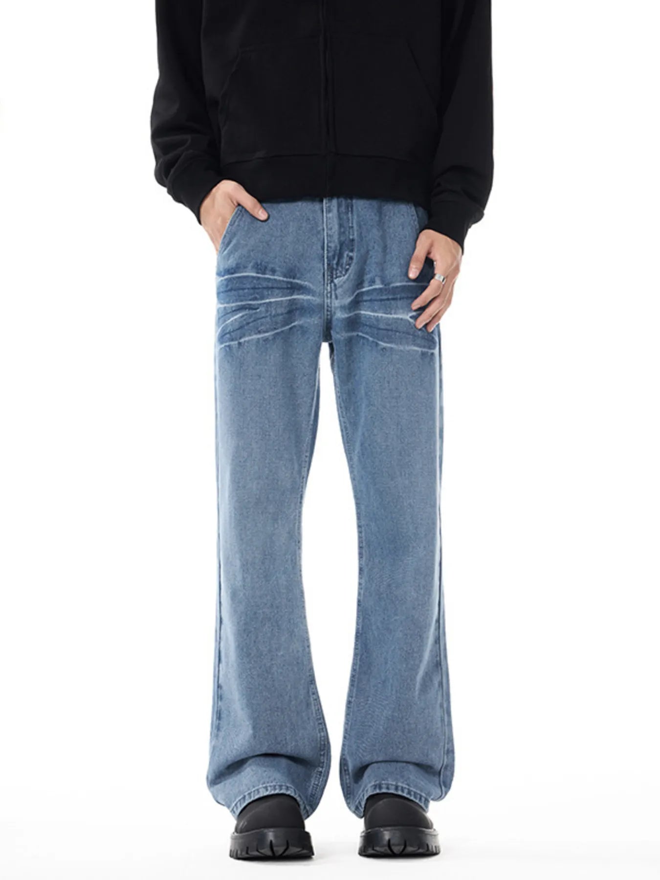 1292 Men's Washed Wide Leg Flare Jeans – men's flare jeans (Y2K) (main view)