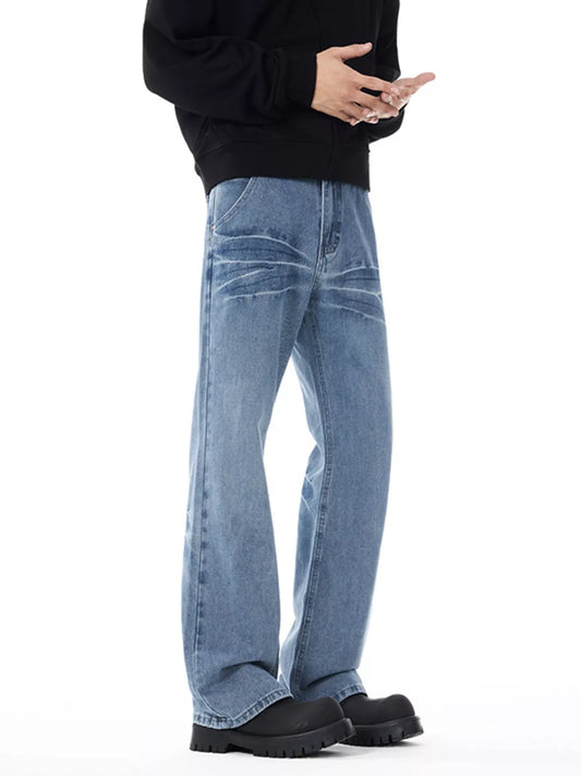 1292 Men's Washed Wide Leg Flare Jeans – men's flare jeans (Y2K) (front view)