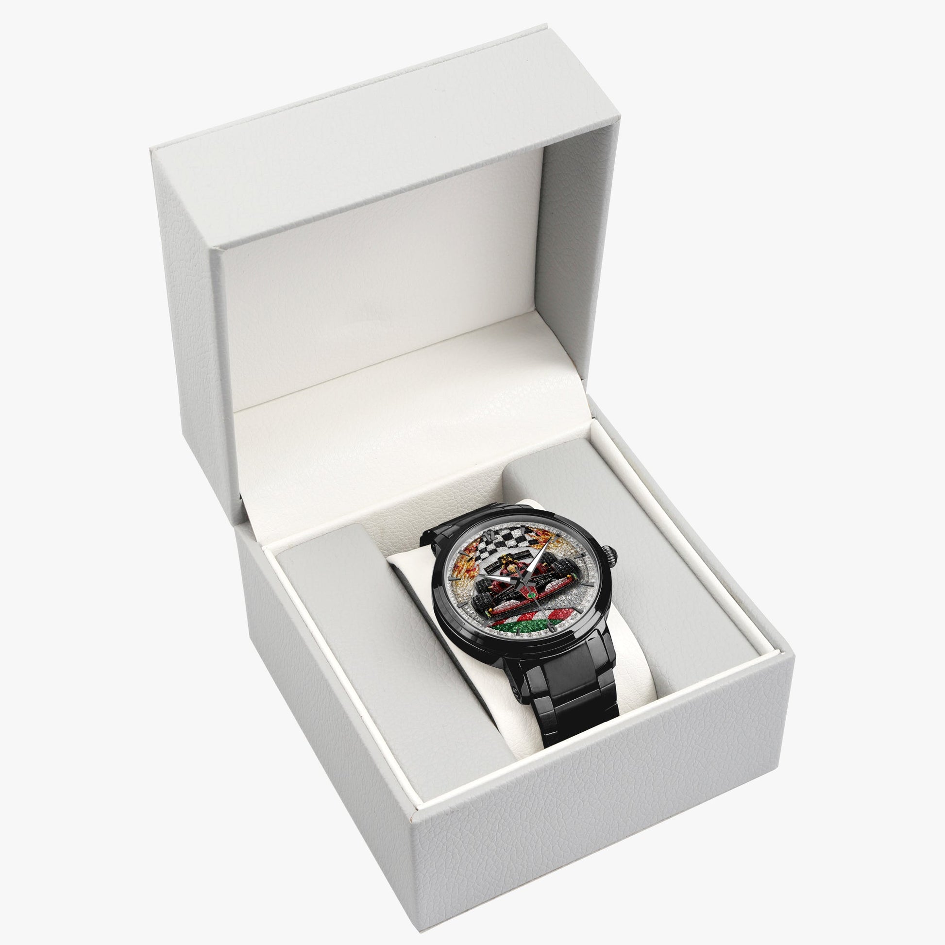 Jaycoh™ F1 Color Incrusted Diamonds 213. New Steel Strap Automatic Watch (With Indicators) | Print-on-Demand Custom Watch - product photo | print on demand watch print custom watch