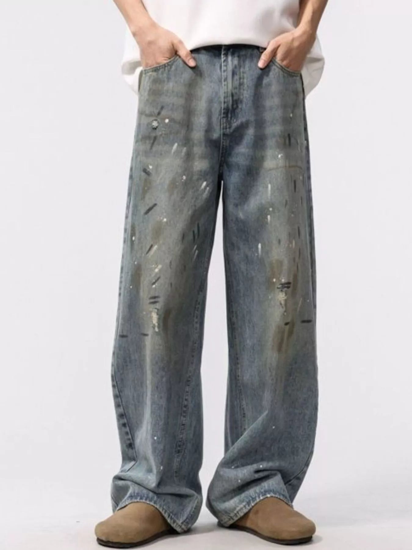 706 Men's Wide Leg Washed Jeans – Men's wide leg jeans streetwear fit